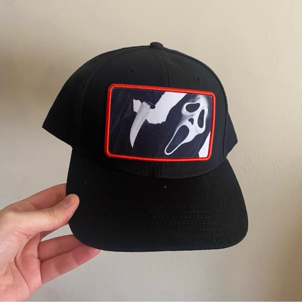 Black Ghost Face Snap Back Baseball Cap - image 1